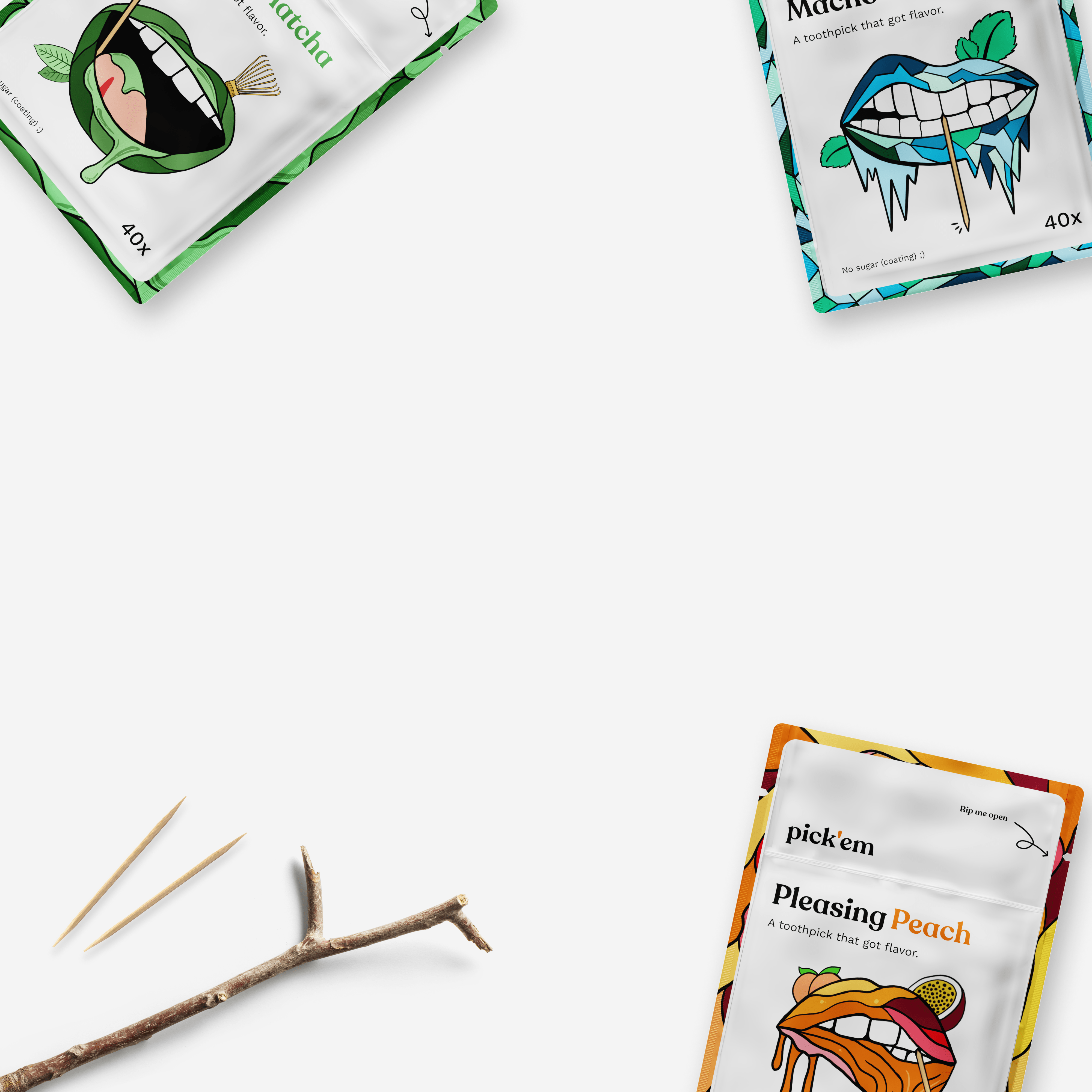 The flavored toothpicks Pick'em